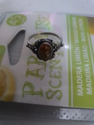 Anillo Plata con Piedra Naranja Ovalada