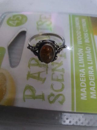 Anillo Plata con Piedra Naranja Ovalada