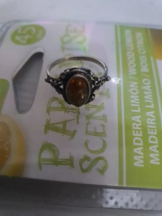 Anillo Plata con Piedra Naranja Ovalada