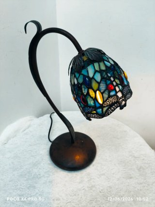 Lámpara Tiffany Vidriera Dragón azul