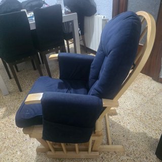 Silla Mecedora Azul y Marrón