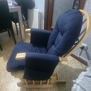 Silla Mecedora Azul y Marrón