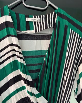Vestido Mango Rayas Verde y Negro