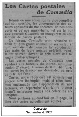 Lote 28 Fotos Postales Revista Comoedia 1921.