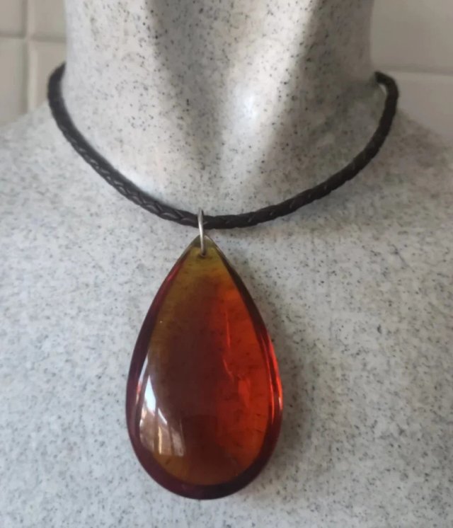 Collar cuero yperlas  Piedra Marrón/