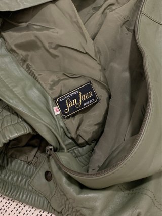 Chaqueta Cuero Vintage San Juan Verde Oliva