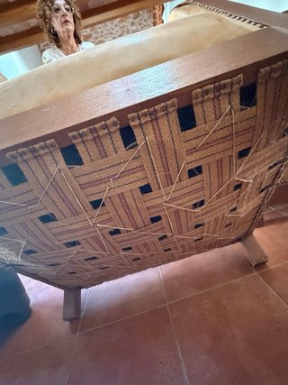 Juego de dos Butacas antiguas de piel y madera