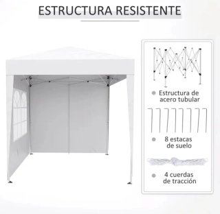 Cenador Plegable 2x2 con Laterales azul o marrón