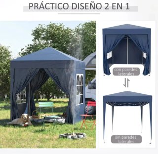 Cenador Plegable 2x2 con Laterales azul o marrón