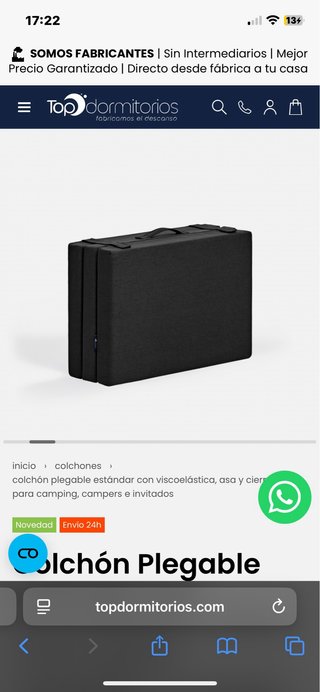 Colchon plegabla para camper medida 110x190x10.