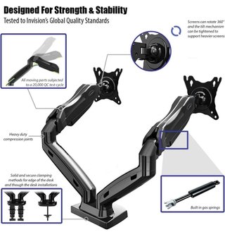Soporte Doble Monitor Invision Negro