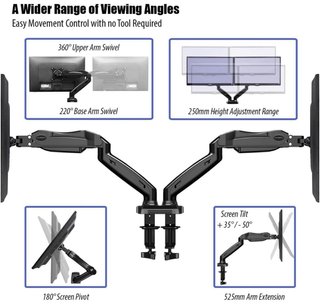 Soporte Doble Monitor Invision Negro