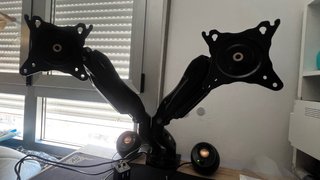 Soporte Doble Monitor Invision Negro