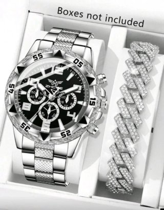 Reloj Hombre Negro y Plateado