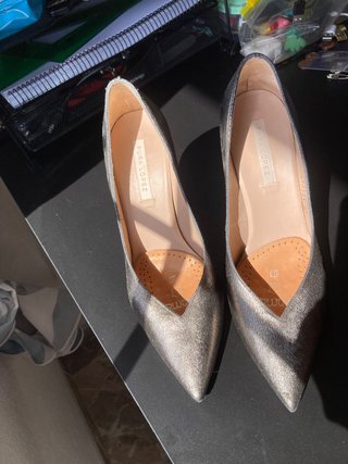 Pura López Stilettos Piel Metalizada Talla 37