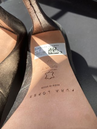 Pura López Stilettos Piel Metalizada Talla 37