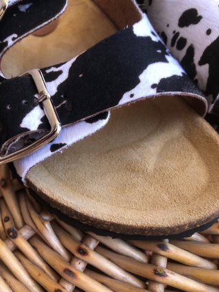 Sandalias Bio Piel Negro Blanco