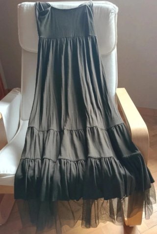 Vestido largo negro Amichi con detalles