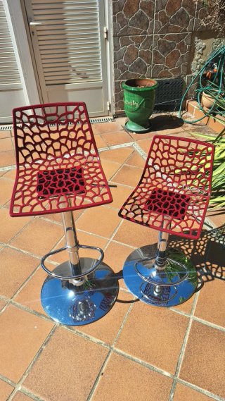 2 Taburetes Rojo Regulables con Respaldo
