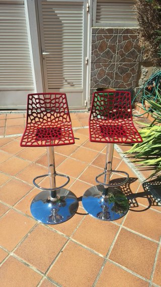 2 Taburetes Rojo Regulables con Respaldo