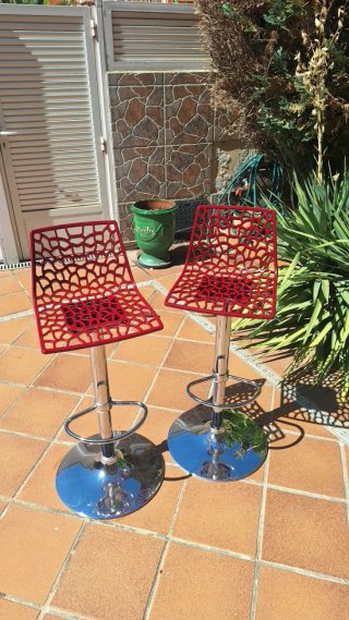 2 Taburetes Rojo Regulables con Respaldo