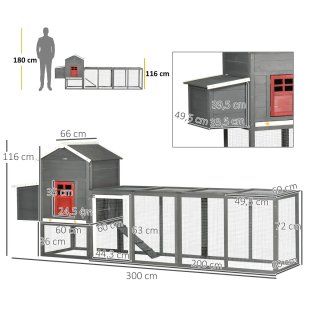 Gallinero Grande Madera Exterior 300x66x11