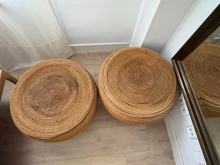 2 Mesitas Auxiliares Artesanales Yute y Madera