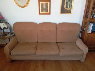 Sofá de 3 plazas en tela beige