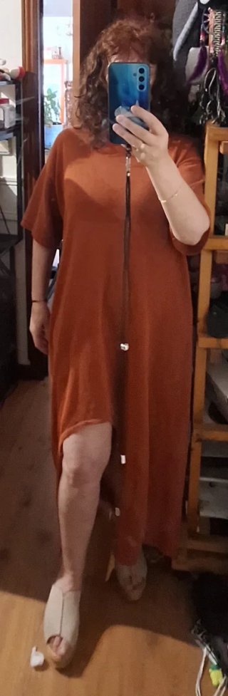 Vestido Zara largo recto manga corta con lino