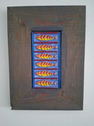 Cuadro decorativo de peces de madera