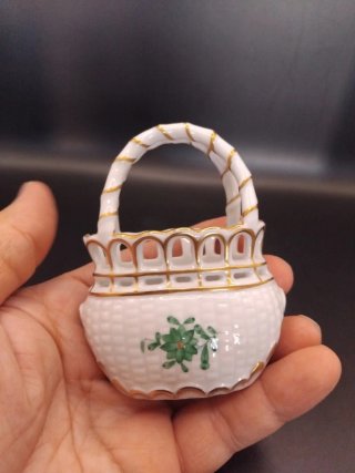 Cesta Herend Porcelana Dorada