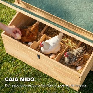 Gallinero Madera Exterior con 2 Nidos