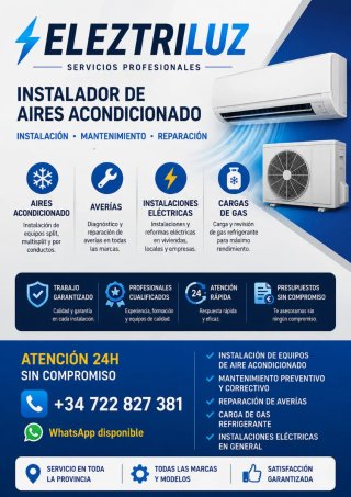 Electricista y climatizacion a domicilio 24 horas
