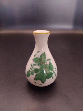 Jarrón Herend Miniatura Porcelana Flores Verdes