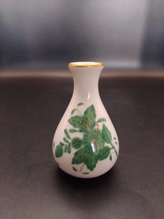 Jarrón Herend Miniatura Porcelana Flores Verdes