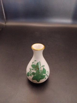 Jarrón Herend Miniatura Porcelana Flores Verdes