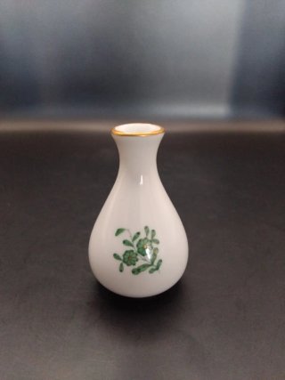 Jarrón Herend Miniatura Porcelana Flores Verdes