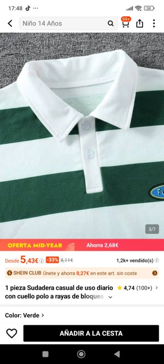 Camiseta niño verde rayas polo nuevo