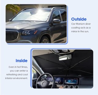 Parasol Coche Delantero Plegable Negro