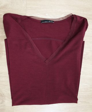 Blusa Zara Manga Larga Burdeos Talla M