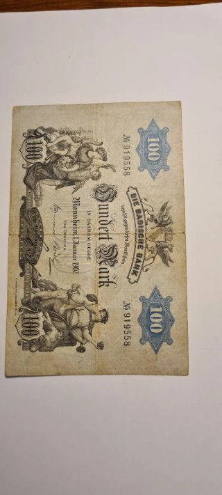 Billete 100 Mark 1907 Die Badische Bank