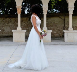 Vestido de Novia Blanco con Encaje Valerio Luna