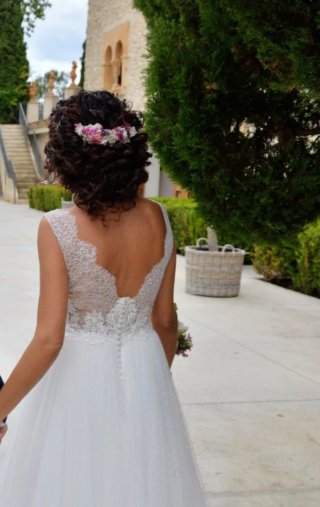 Vestido de Novia Blanco con Encaje Valerio Luna