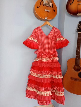 Traje Flamenca Niña Rojo Lunares