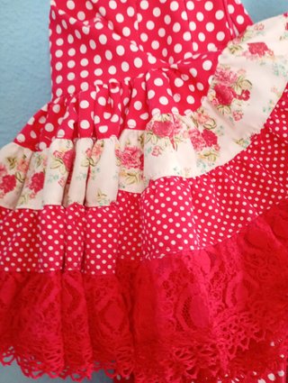 Traje Flamenca Niña Rojo Lunares