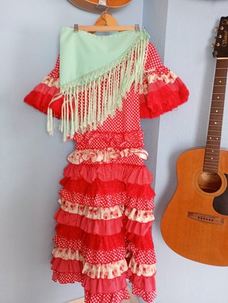 Traje Flamenca Niña Rojo Lunares