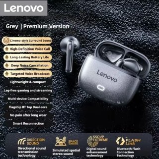 Auriculares Lenovo Bluetooth Grises