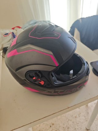Casco Integral Moto Negro y Rosa