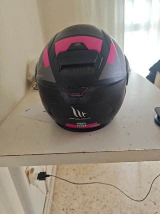 Casco Integral Moto Negro y Rosa
