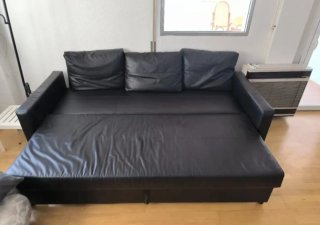 Sofá Cama Cuero Negro